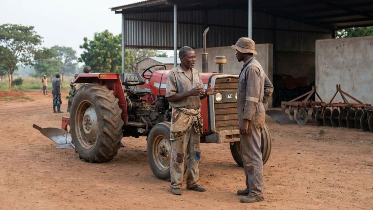 Agricultor a procurar saber sobre aluguer do tractor