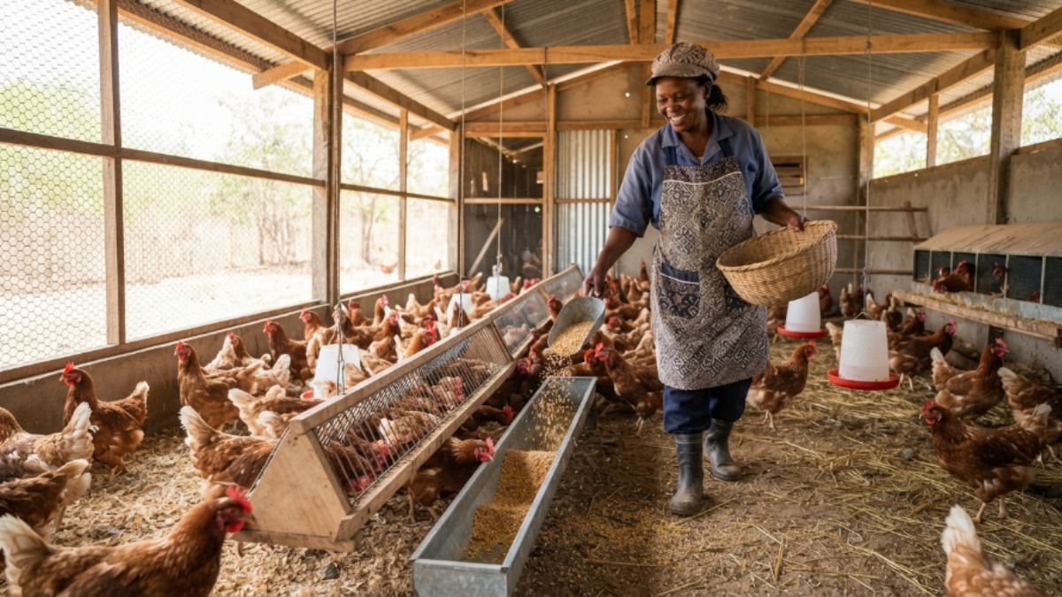 produtpra a alimentar as galinhas poedeiras em seu galinheiro
