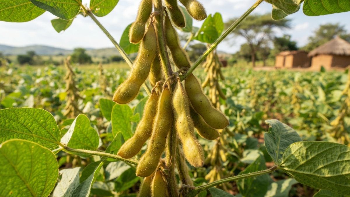Vagens de soja bem formadas prontas para colheita