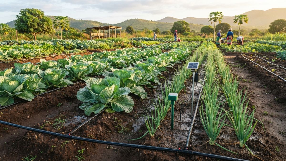 hort&iacute;colas com rega gota-a-gota e sensor de humidade