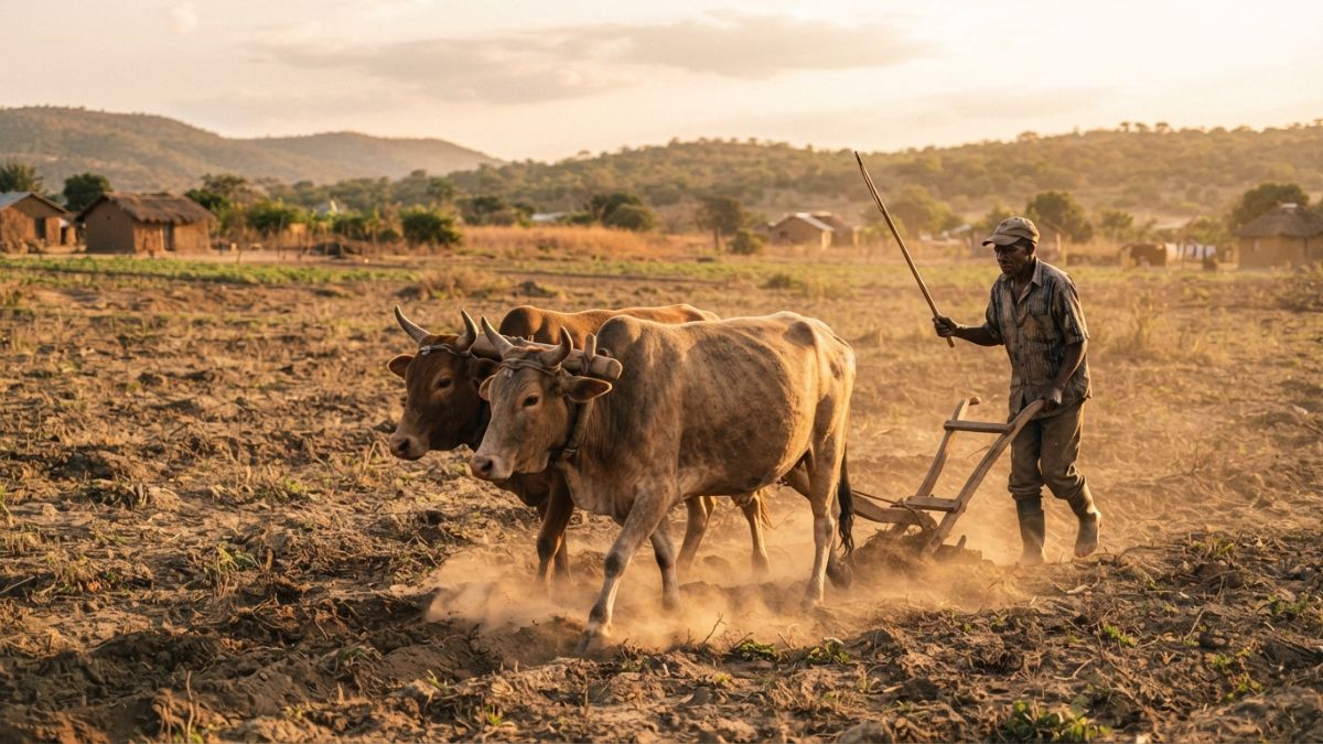 charrua de trac&ccedil;&atilde;o animal em Mo&ccedil;ambique.
