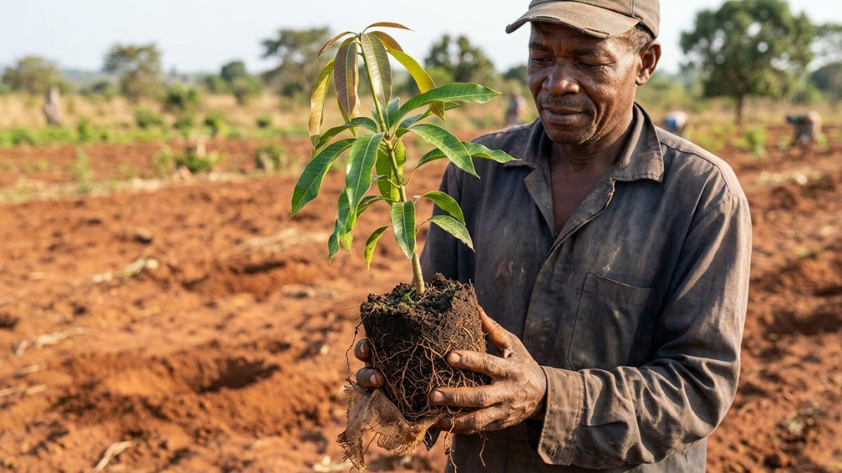 Muda frut&iacute;fera saud&aacute;vel pronta para transplante