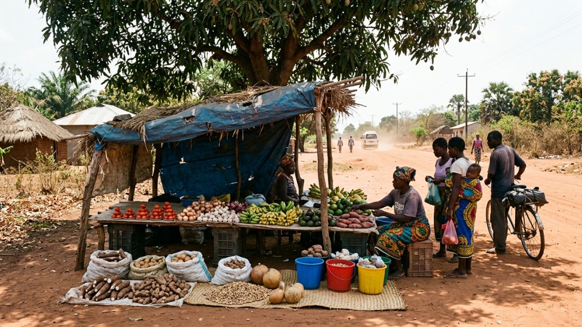 Banca de produtos agr&iacute;colas &agrave; beira da estrada
